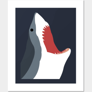 Close Up Shark Face Graphic Mouth Open Wide With Teeth Posters and Art